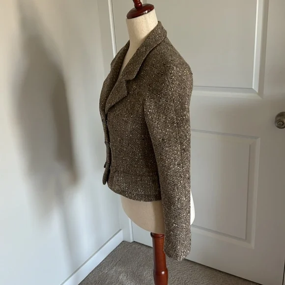 Chanel Vintage Taupe Wool Blend Tweed Jacket SZ FR 38 - Picture 8 of 14